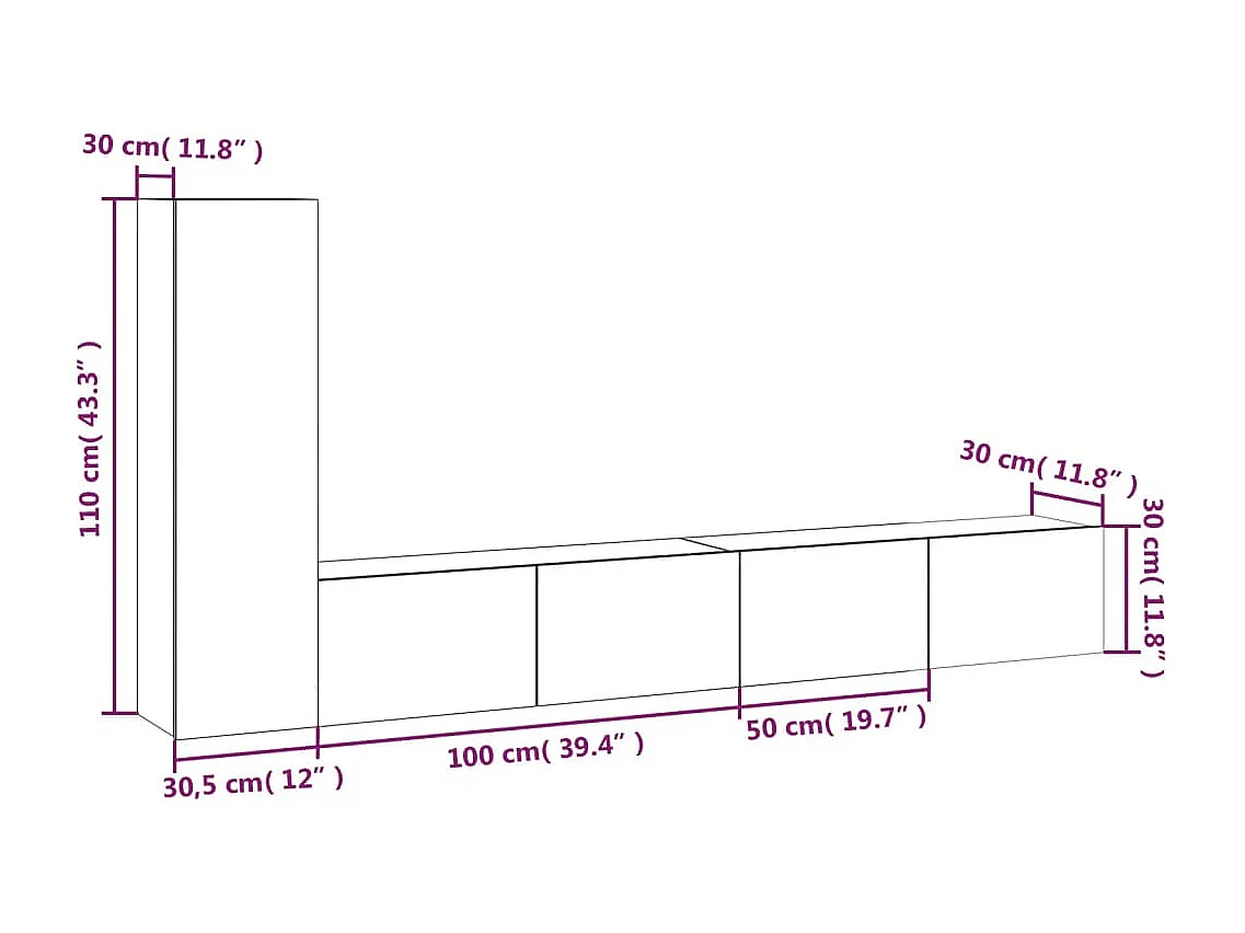 Ensemble de meubles TV 3 pcs Gris béton Bois d'ingénierie