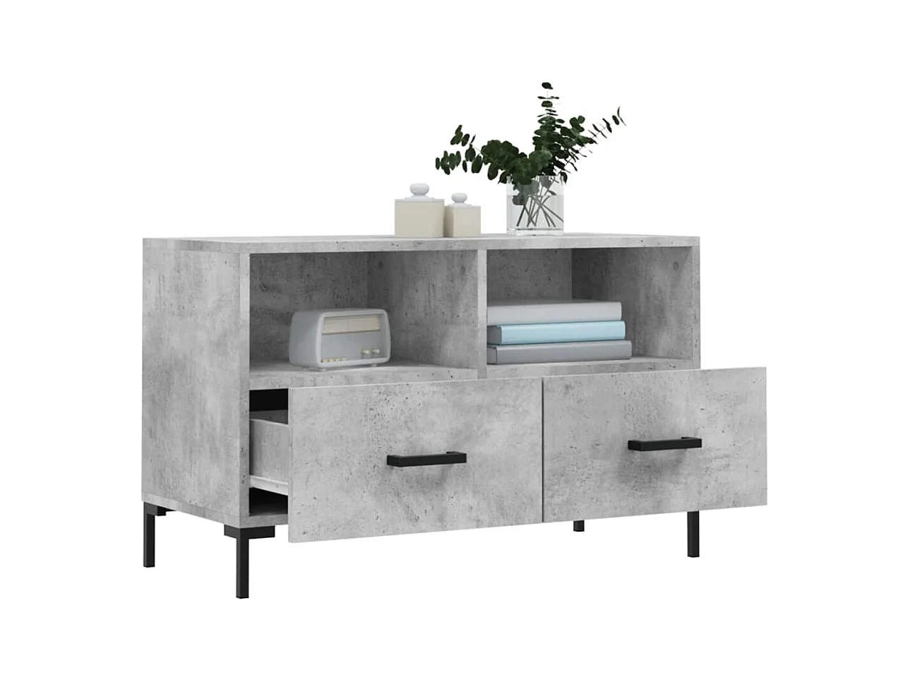 Betongrijs tv-meubel 80x36x50 cm bewerkt hout