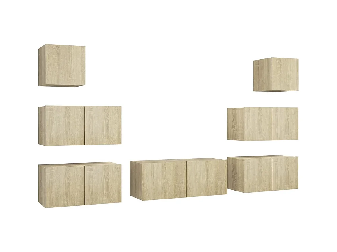 Ensemble de meuble TV 7 pcs Chêne sonoma Bois d'ingénierie