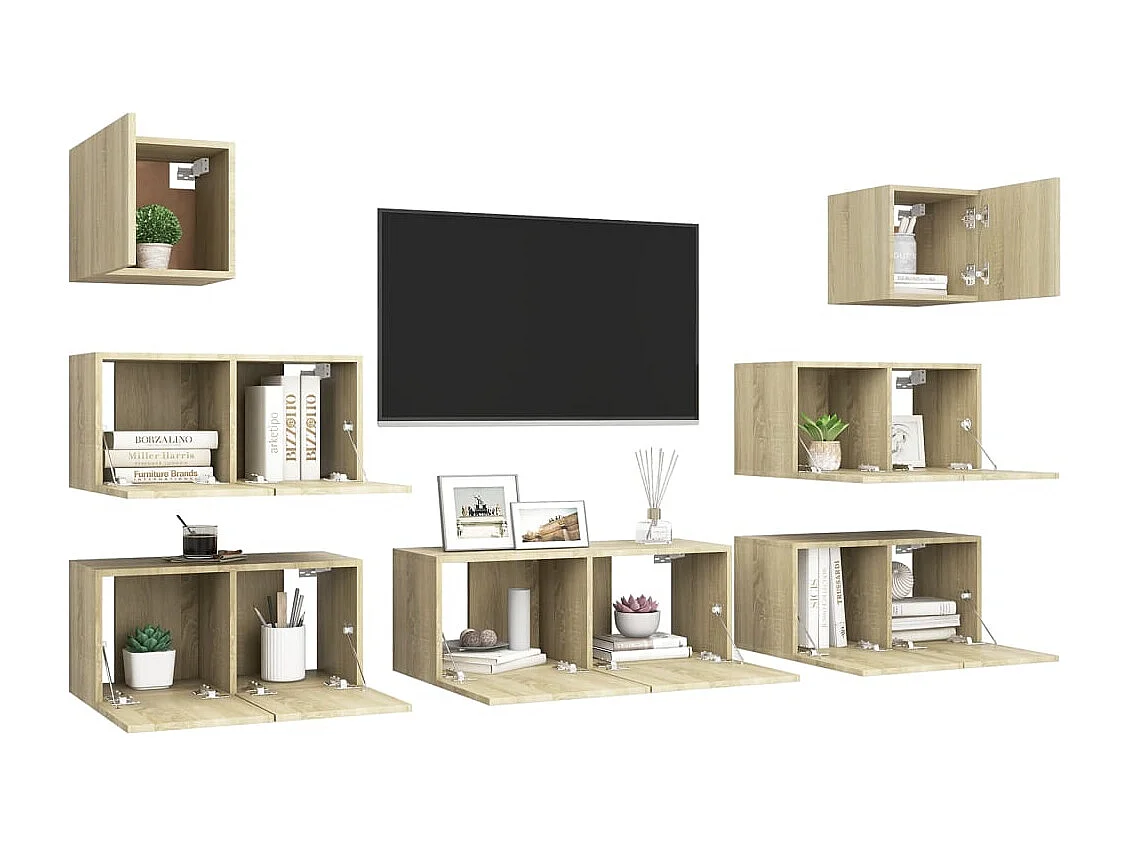 Ensemble de meuble TV 7 pcs Chêne sonoma Bois d'ingénierie