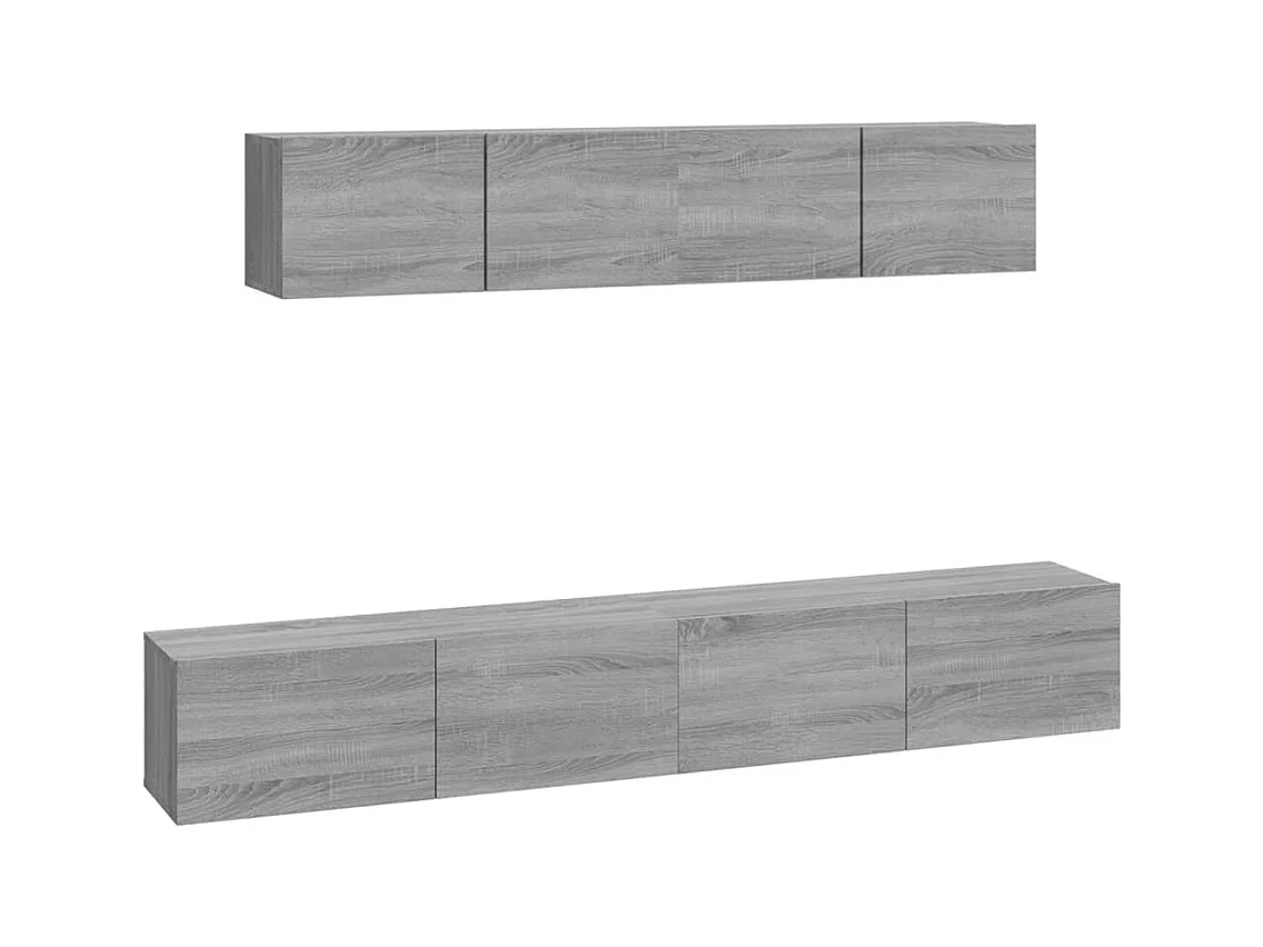 Set di mobili TV Sonoma Gray da 4 pezzi in legno ingegnerizzato