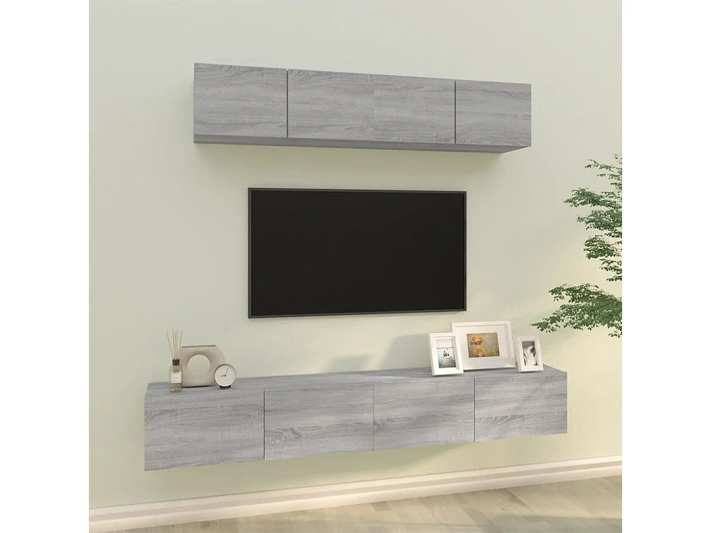 Ensemble de meubles TV 4 pcs Sonoma gris Bois d'ingénierie