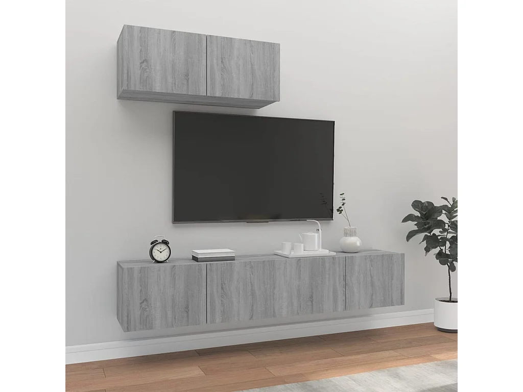 Ensemble de meubles TV 3 pcs Sonoma gris Bois d'ingénierie