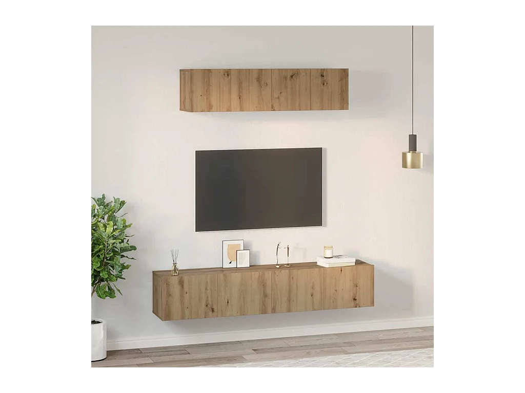 Ensemble de meubles TV Montage mural 4 pcs chêne artisanal