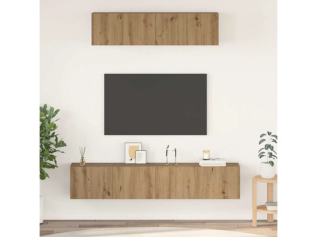 Ensemble de meubles TV Montage mural 4 pcs chêne artisanal