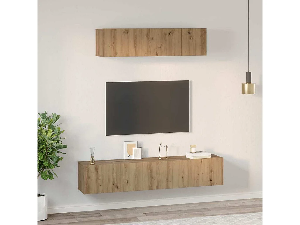 Ensemble de meubles TV Montage mural 4 pcs chêne artisanal