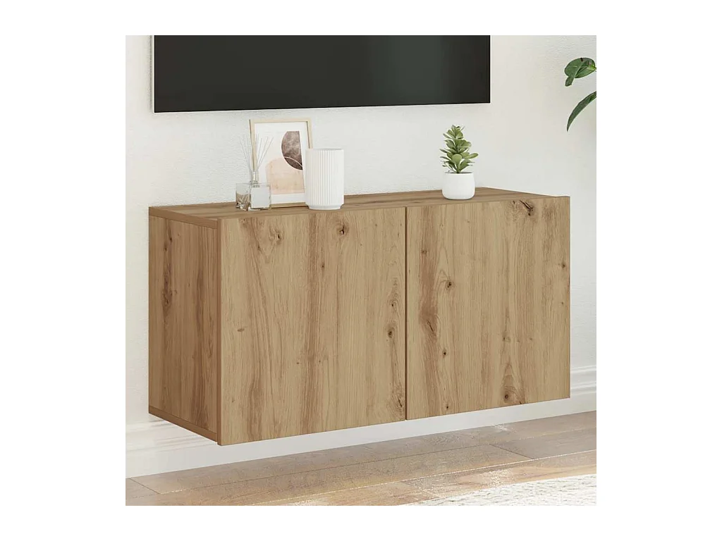 Mueble de TV de pared de roble hecho a mano 80x30x41 cm