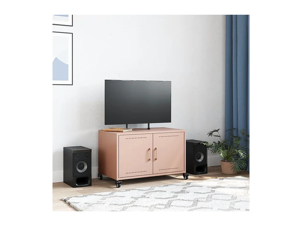 Mobile porta TV rosa 68x39x43,5 cm in acciaio