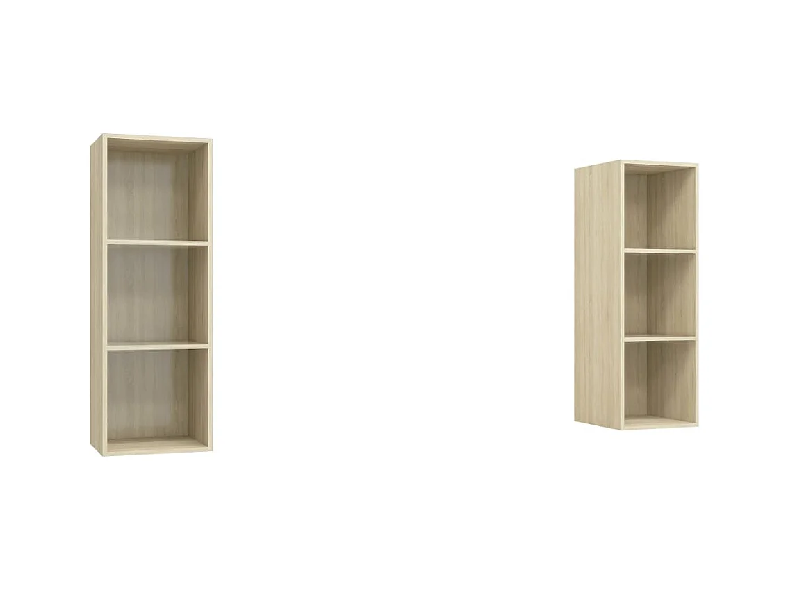 2-delige wandgemonteerde tv-kasten Sonoma Eiken Technisch hout