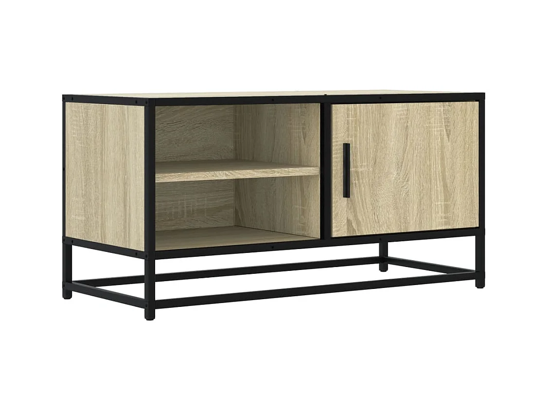 Mobile TV in rovere Sonoma 80x34,5x40 cm in legno ingegnerizzato e metallo