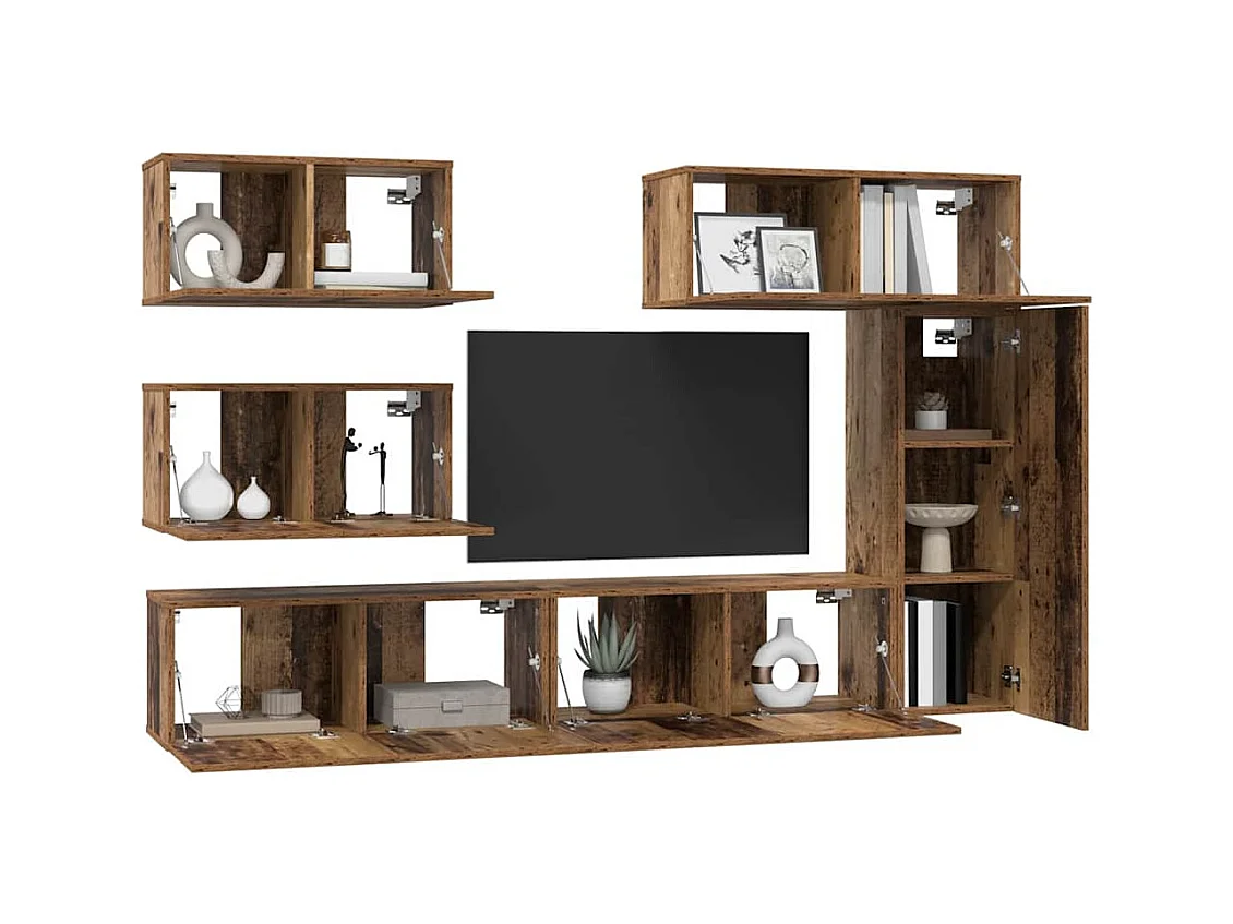 Ensemble meuble TV 6 pcs Bois ancien 30,5 x 30 x 90 cm