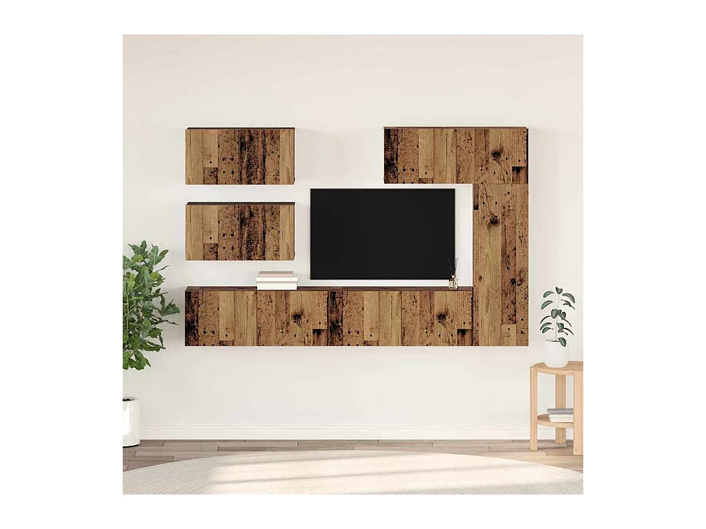 Set di mobili TV da 6 pezzi, legno anticato, 30,5 x 30 x 90 cm