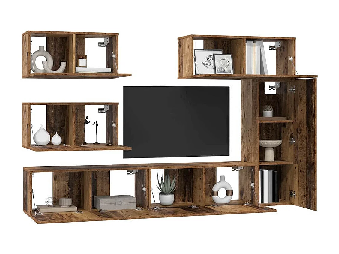 Ensemble meuble TV 6 pcs Bois ancien 30,5 x 30 x 90 cm