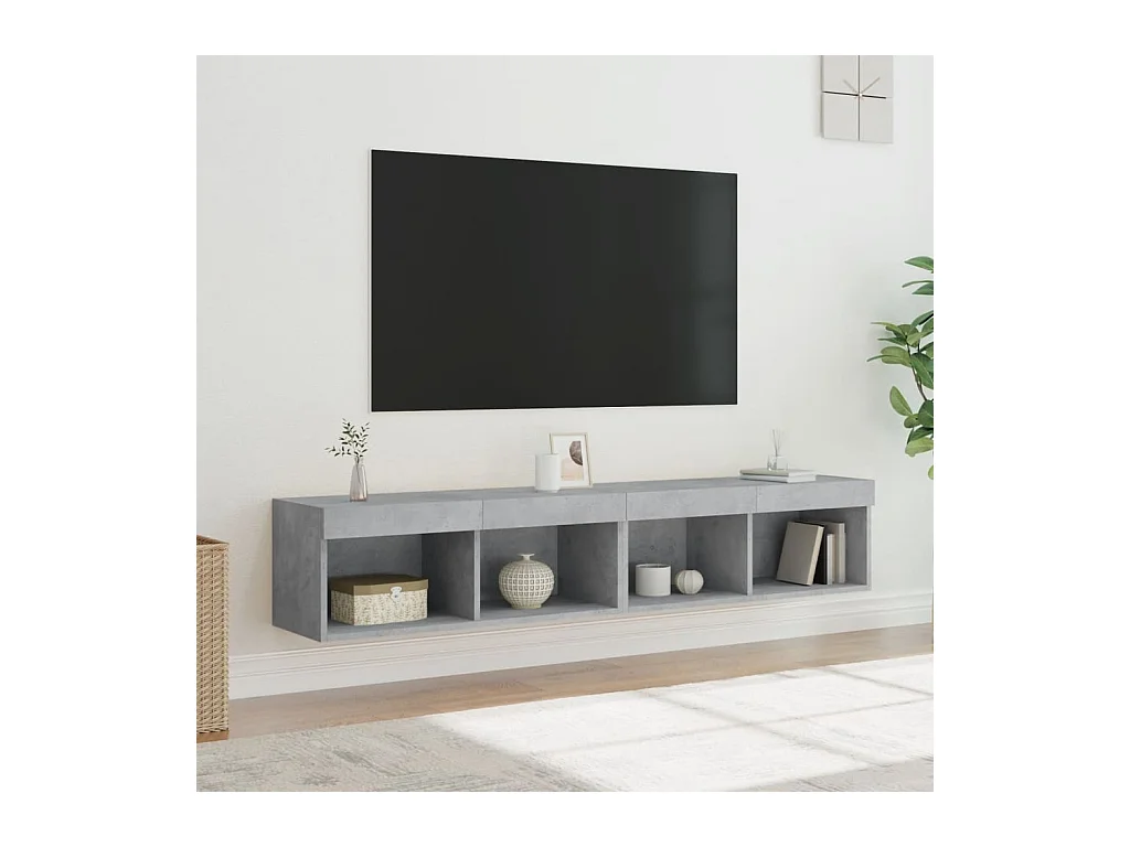 Mobili TV con luci LED 2 pezzi grigio cemento 80x30x30 cm