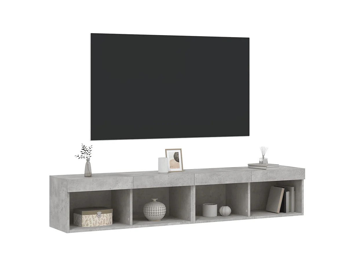 Mobili TV con luci LED 2 pezzi grigio cemento 80x30x30 cm