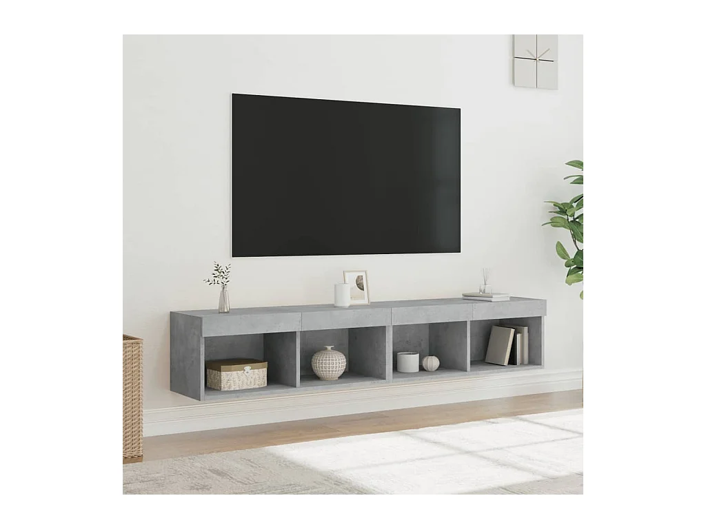 Meubles TV avec lumières LED 2 pcs gris béton 80x30x30 cm