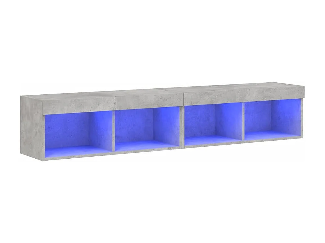 TV-kasten met LED-verlichting 2 stuks betongrijs 80x30x30 cm