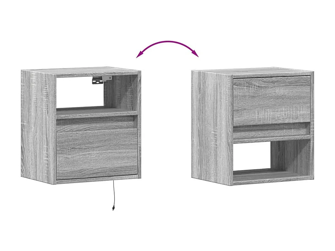 Muebles de TV de pared con luces LED 2 piezas gris sonoma 41x31x45 cm