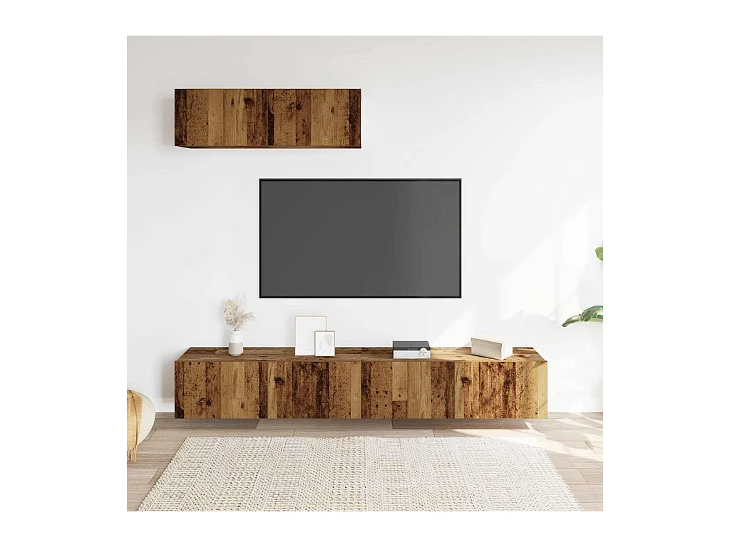 Meubles TV muraux 3 pcs vieux bois 100x30x30 cm bois ingénierie
