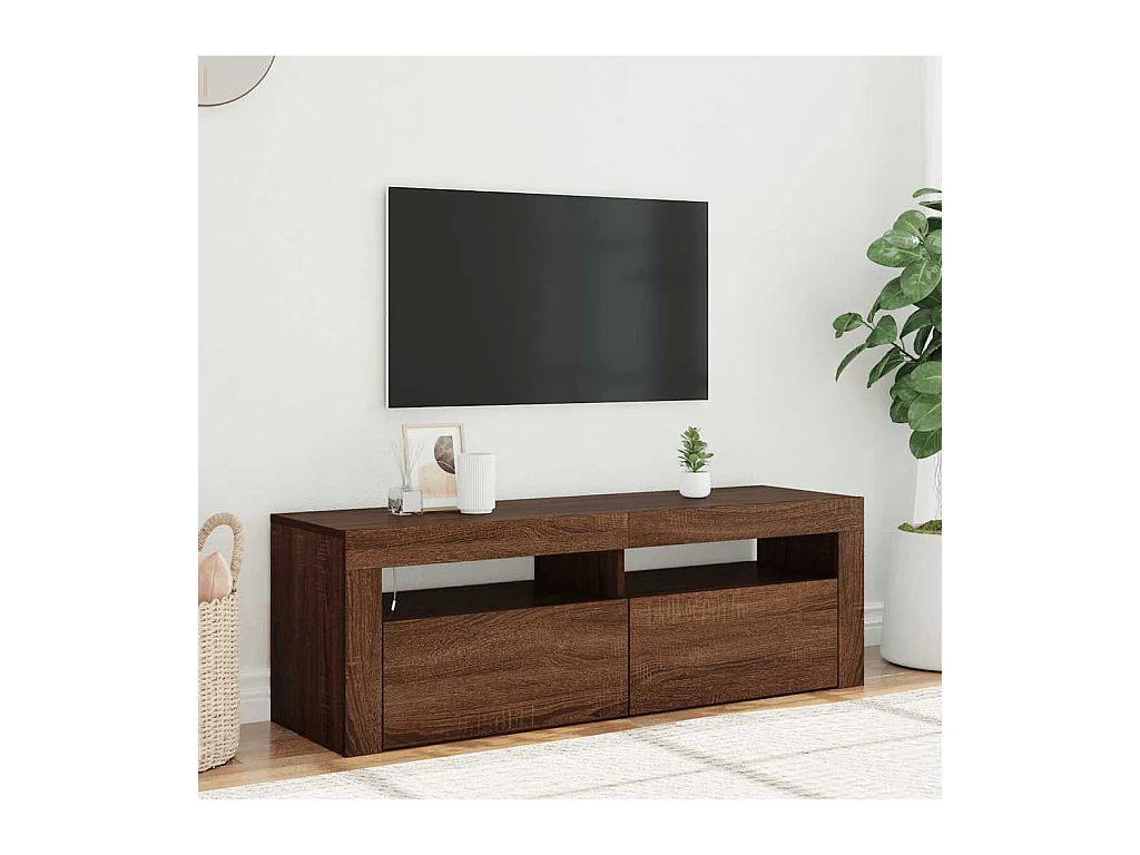 Meuble TV avec lumières LED chêne marron 120x35x40 cm