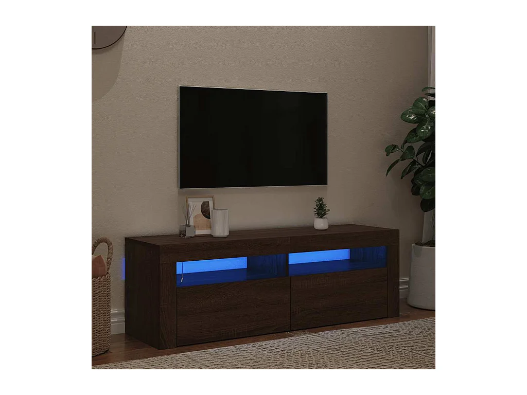 Meuble TV avec lumières LED chêne marron 120x35x40 cm