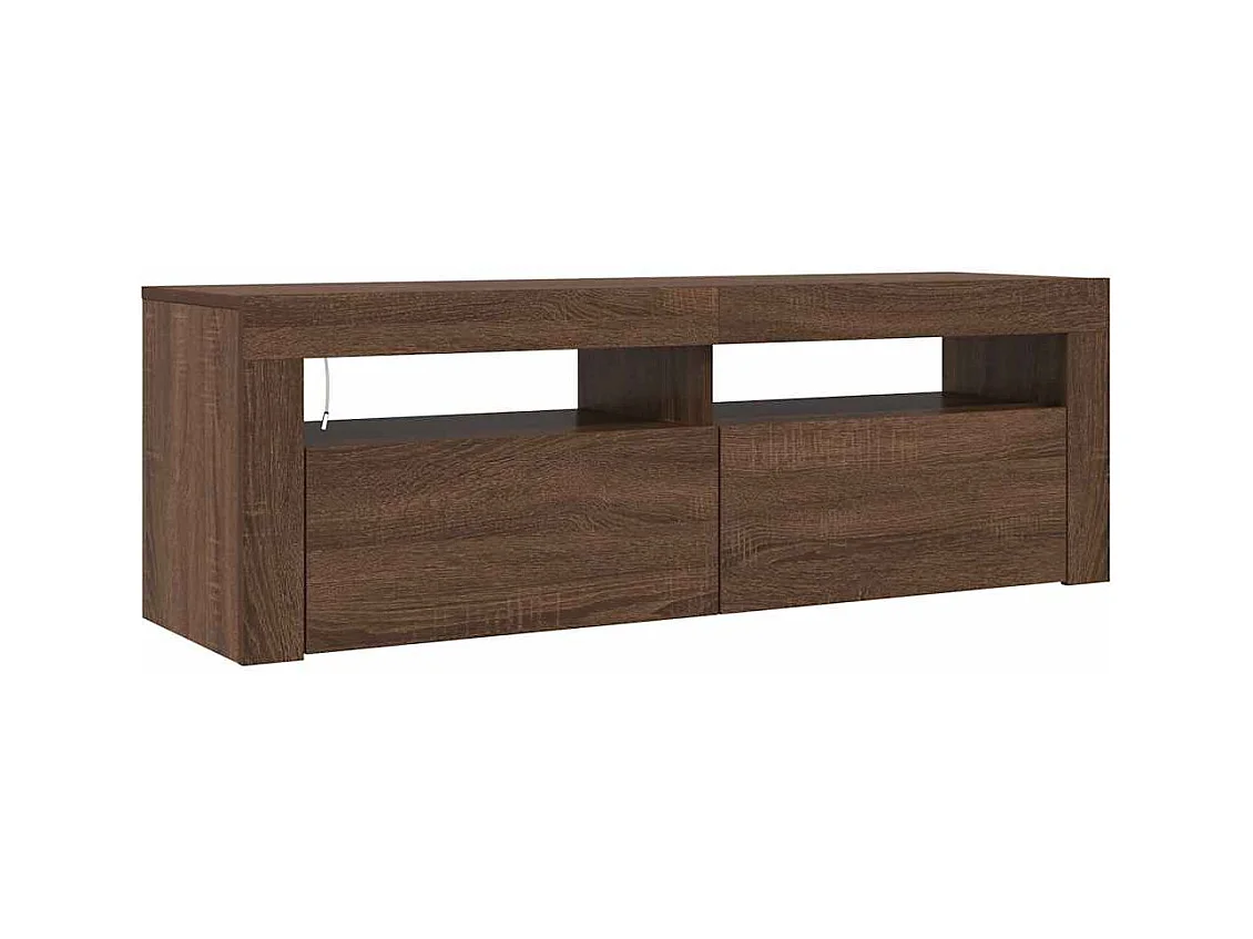Meuble TV avec lumières LED chêne marron 120x35x40 cm