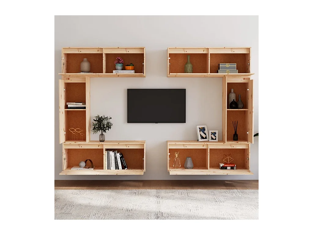 Meubles TV 6 pcs Bois massif de pin