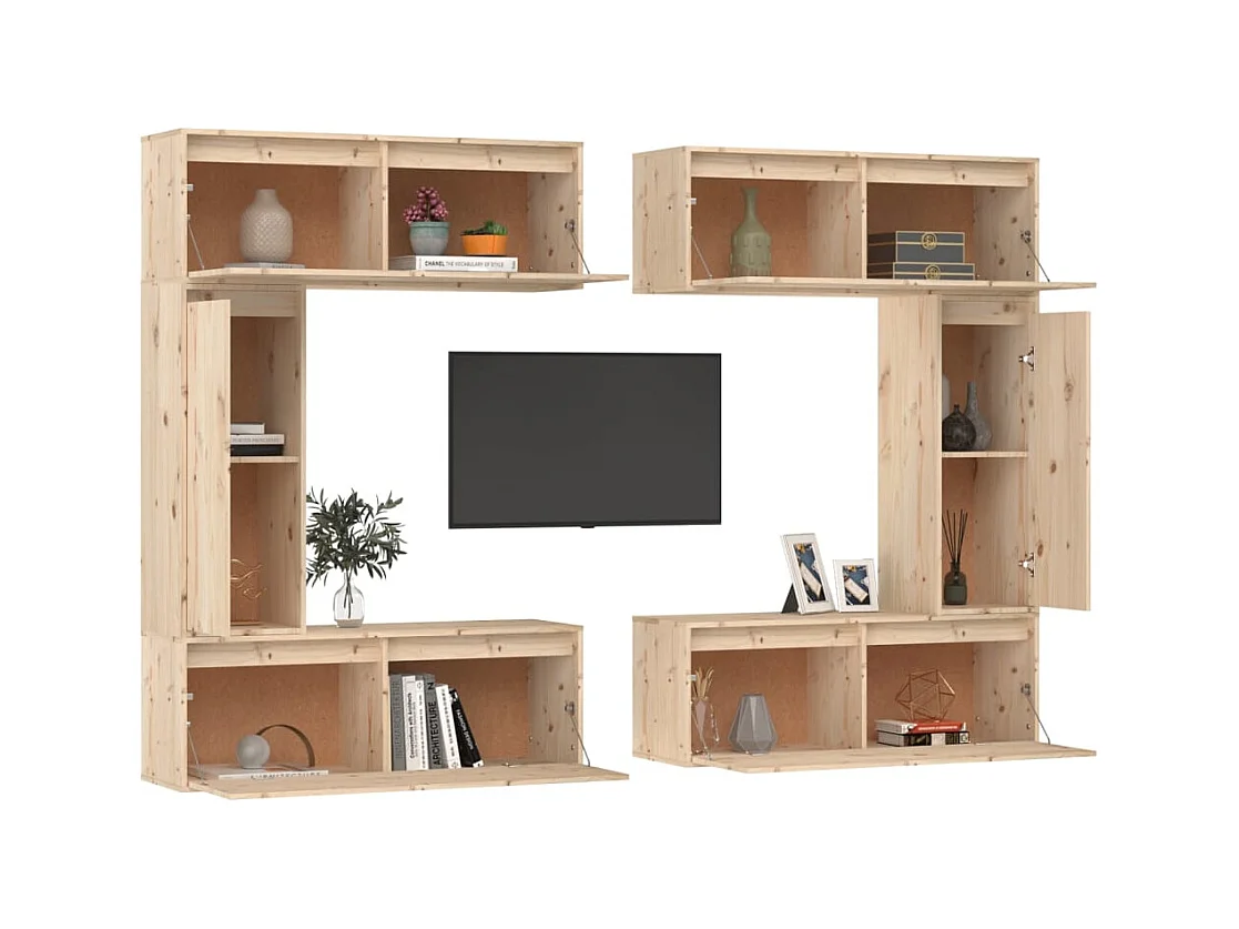 Meubles TV 6 pcs Bois massif de pin