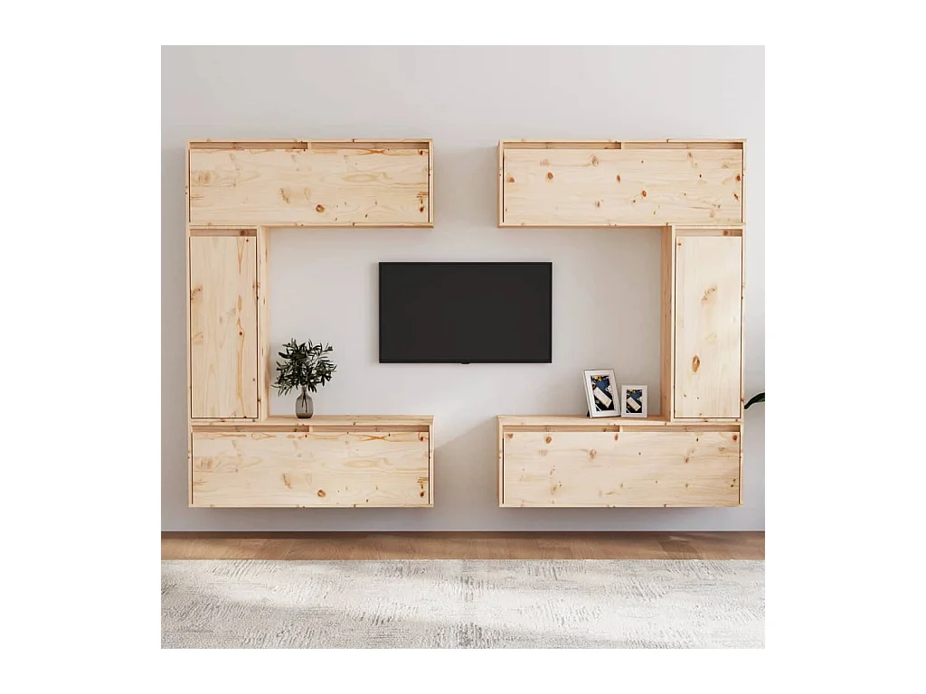 Mobile TV da 6 pezzi in legno massello di pino