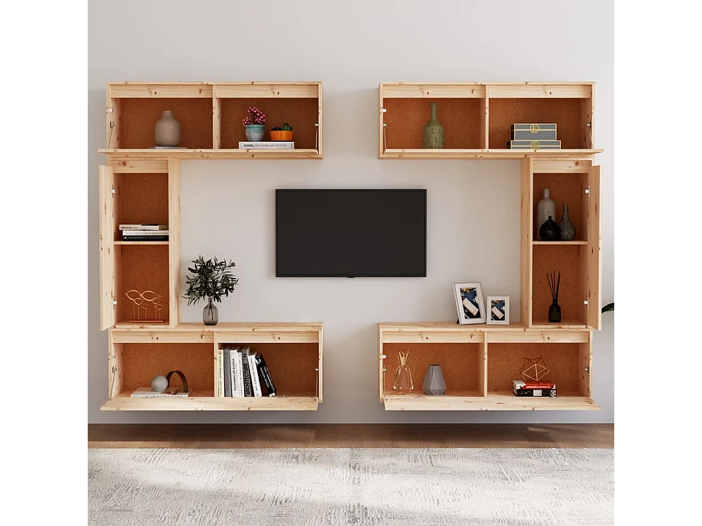 Meubles TV 6 pcs Bois massif de pin