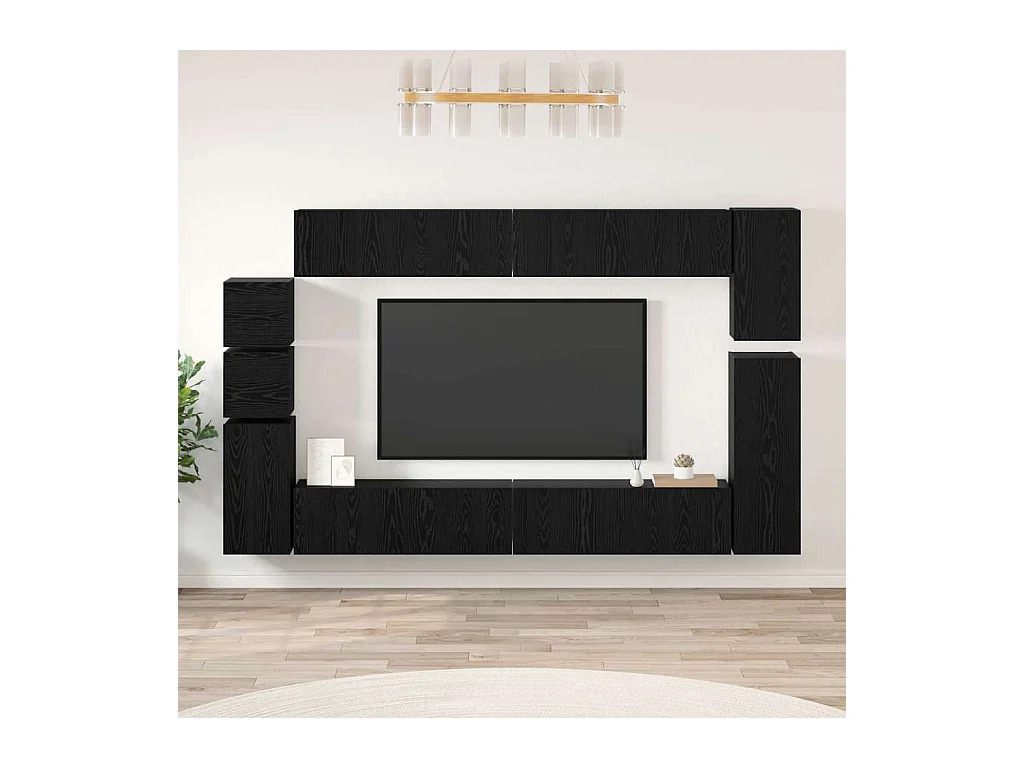 Ensemble meuble TV 9 pcs Chêne noir Bois d'ingénierie