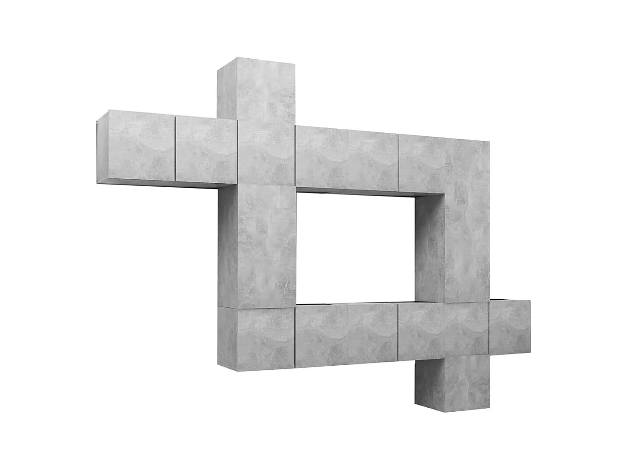 Ensemble de meubles TV 10 pcs Gris béton Bois d'ingénierie