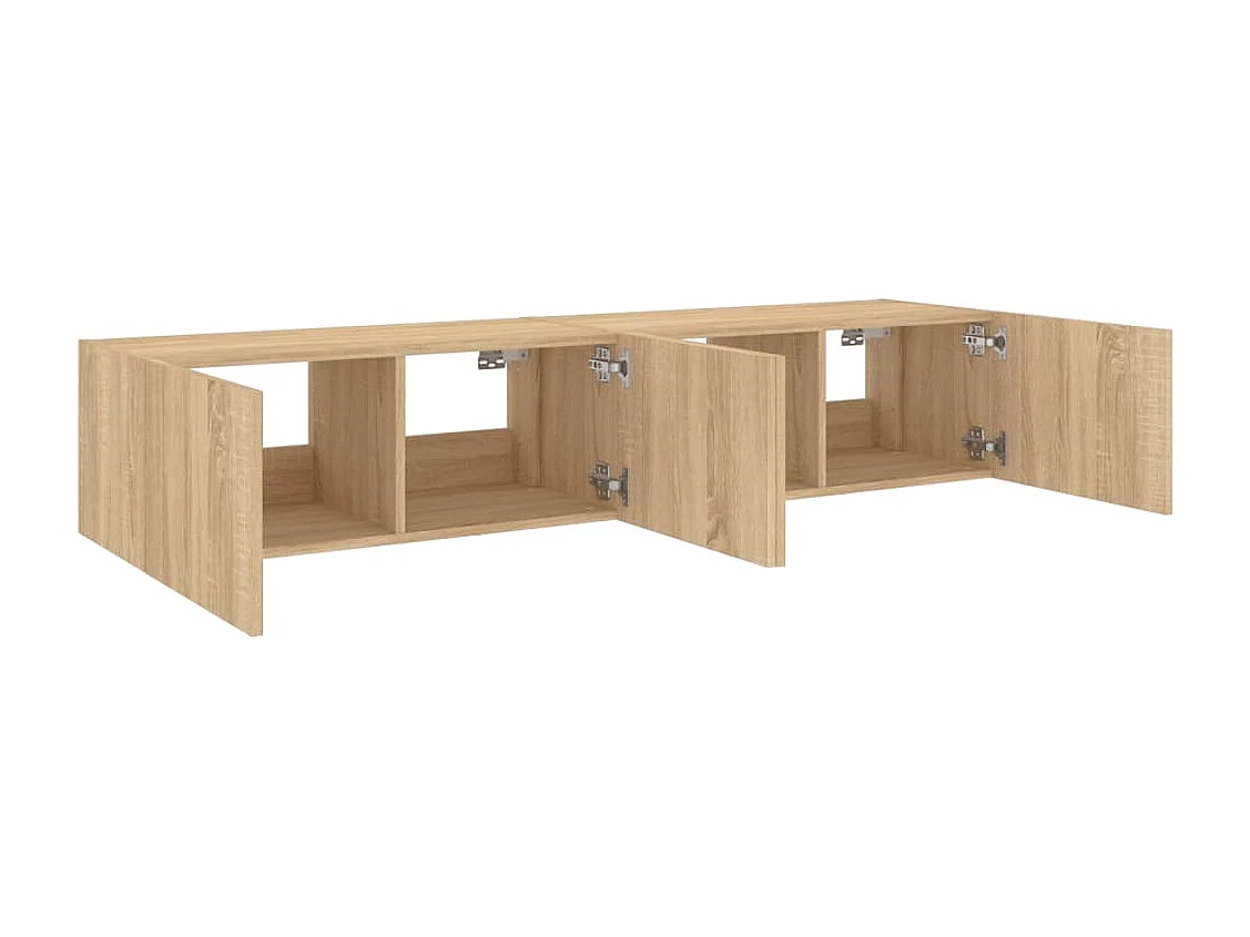 Wandmeubels met ledverlichting, 2 stuks, Sonoma eiken, 80x35x31 cm