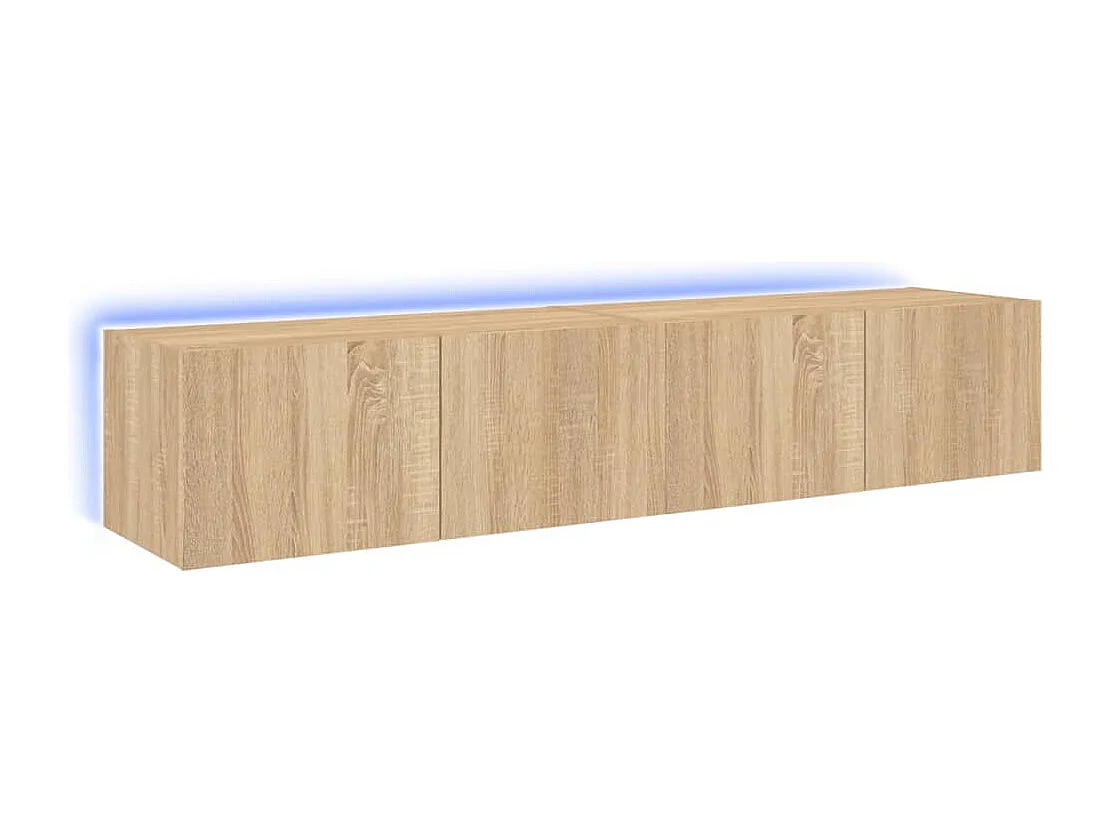 Mobili TV a parete con luci LED, 2 pezzi, rovere Sonoma, 80x35x31 cm