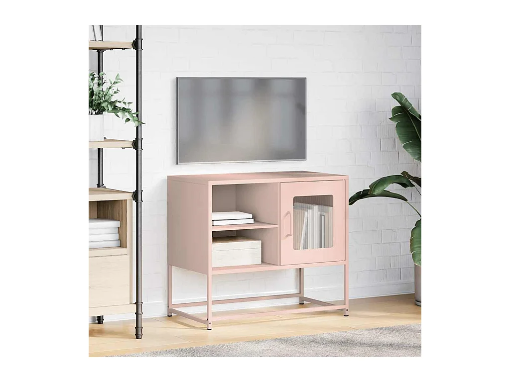 Meuble TV rose 68x39x60,5 cm acier