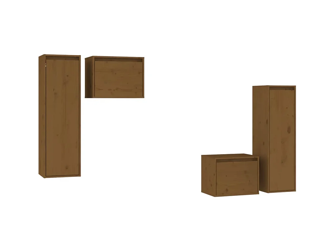 Meubles TV 4 pcs Marron miel Bois massif de pin