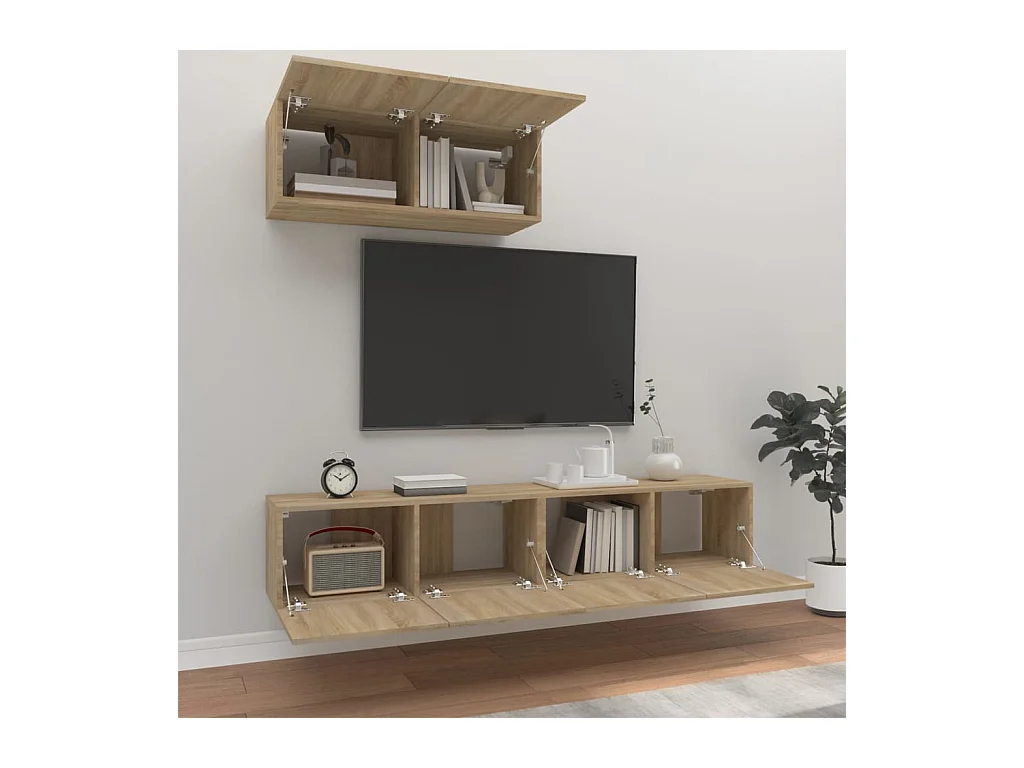 Ensemble de meubles TV 3 pcs Chêne sonoma Bois d'ingénierie