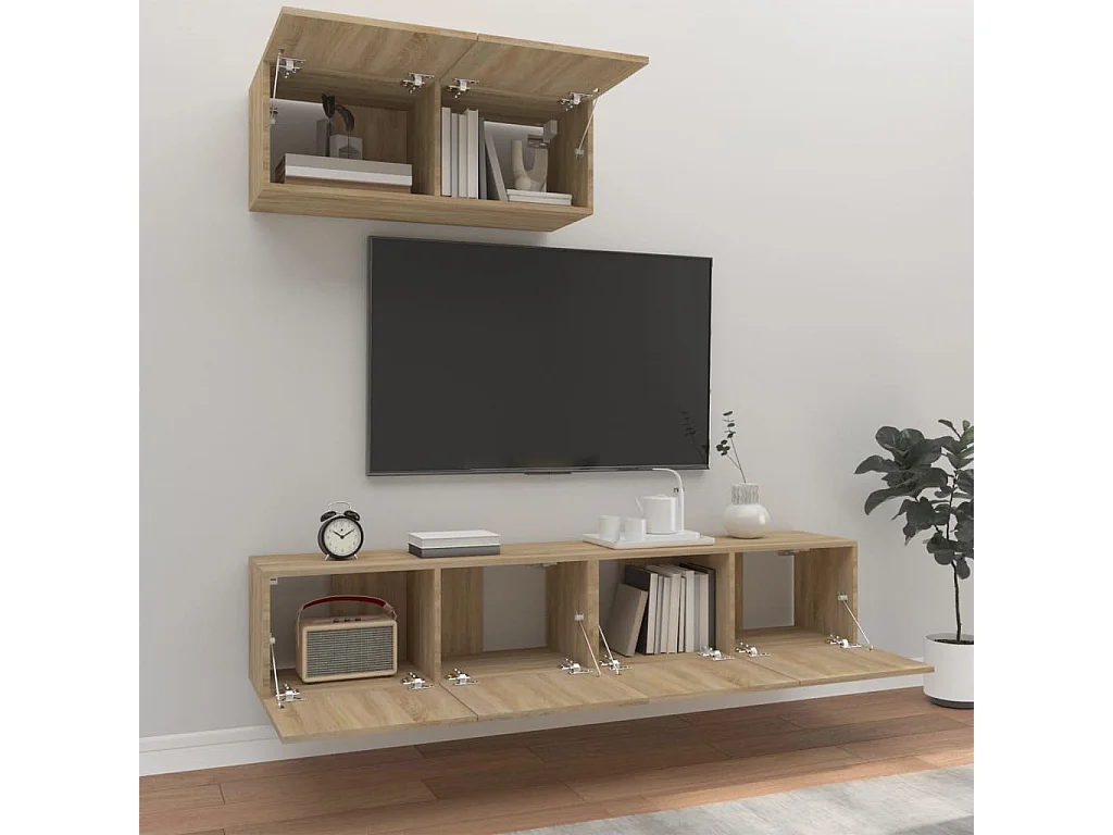 Ensemble de meubles TV 3 pcs Chêne sonoma Bois d'ingénierie