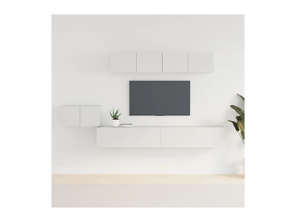 Ensemble de meubles TV 5 pcs Blanc Bois d'ingénierie