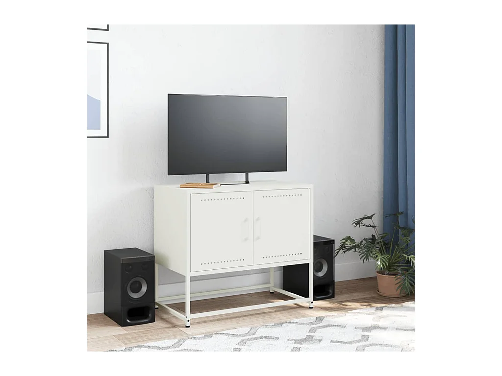 Mobile porta TV bianco 68,5x39x60,5 cm in acciaio