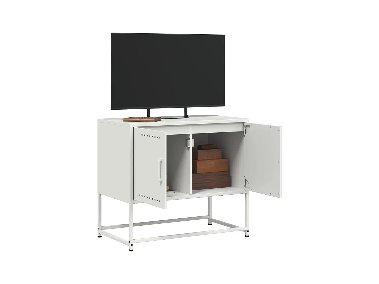 Mobile porta TV bianco 68,5x39x60,5 cm in acciaio