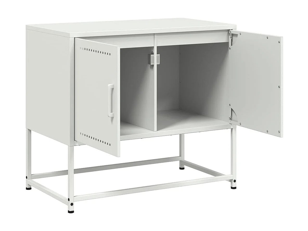 Meuble TV blanc 68,5x39x60,5 cm acier