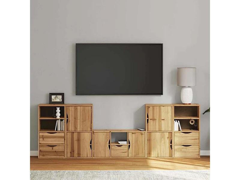 Meubles TV 5 pcs avec rangement ODDA bois de pin massif