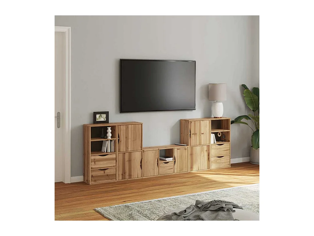 Meubles TV 5 pcs avec rangement ODDA bois de pin massif