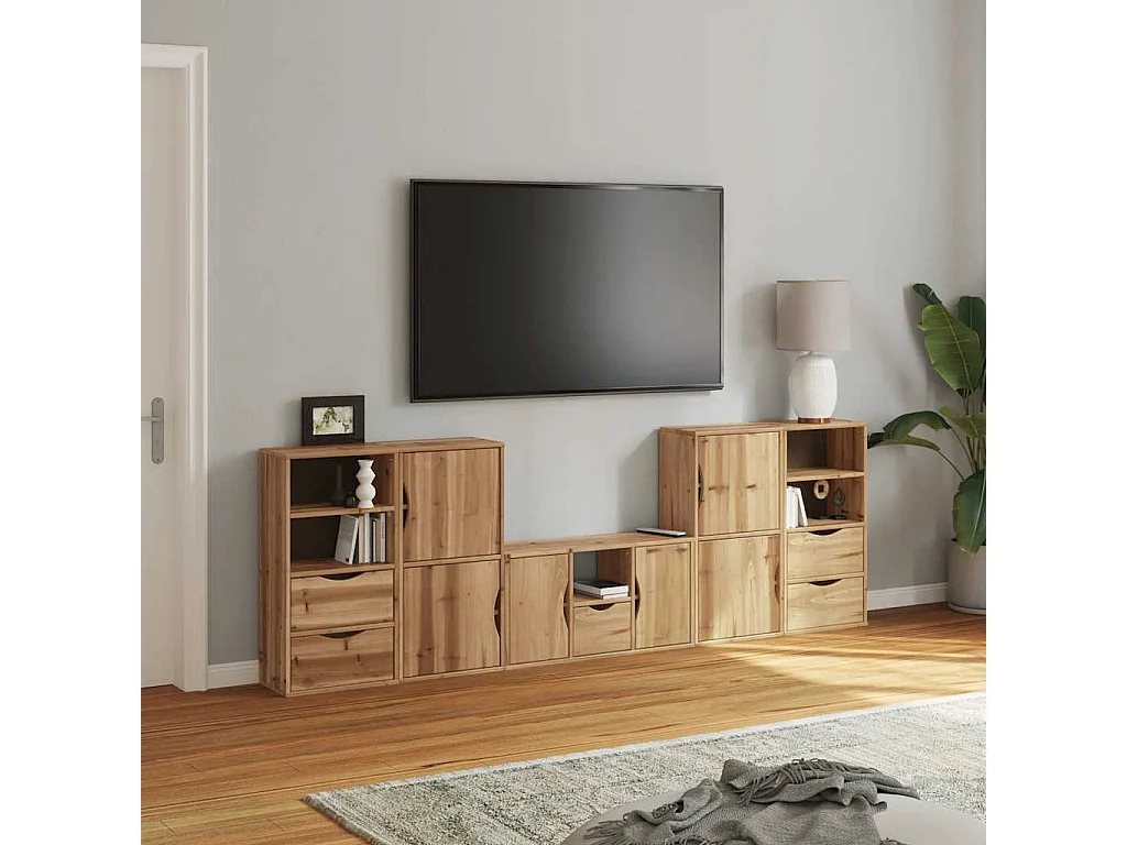 Meubles TV 5 pcs avec rangement ODDA bois de pin massif