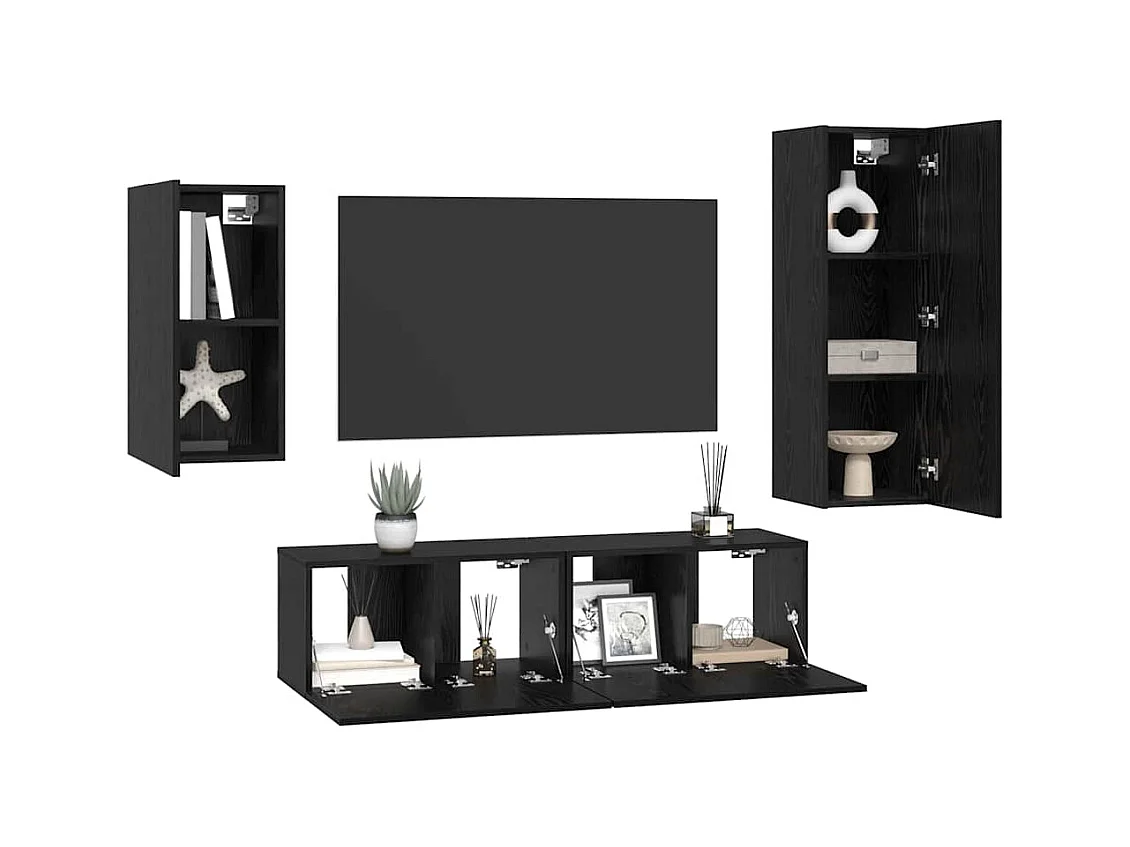 Ensemble meuble TV 4 pcs Chêne noir 30,5 x 30 x 90 cm