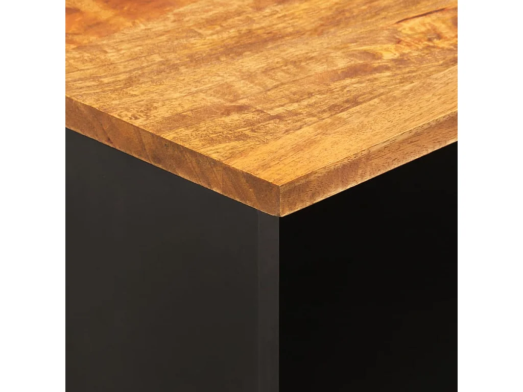 Meuble TV marron et noir 100x33,5x46 cm bois massif de manguier