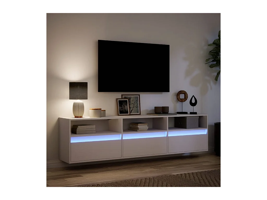 Wandmeubel met witte LED 180x31x45 cm