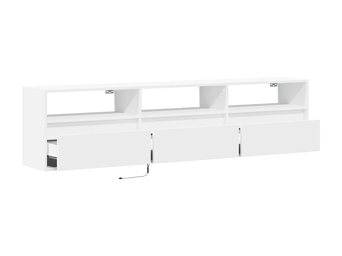 Mobile porta TV a parete con LED bianco 180x31x45 cm