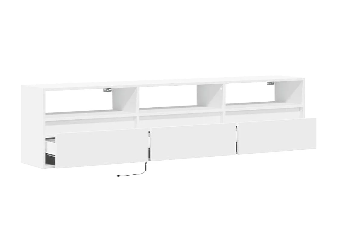 Mobile porta TV a parete con LED bianco 180x31x45 cm